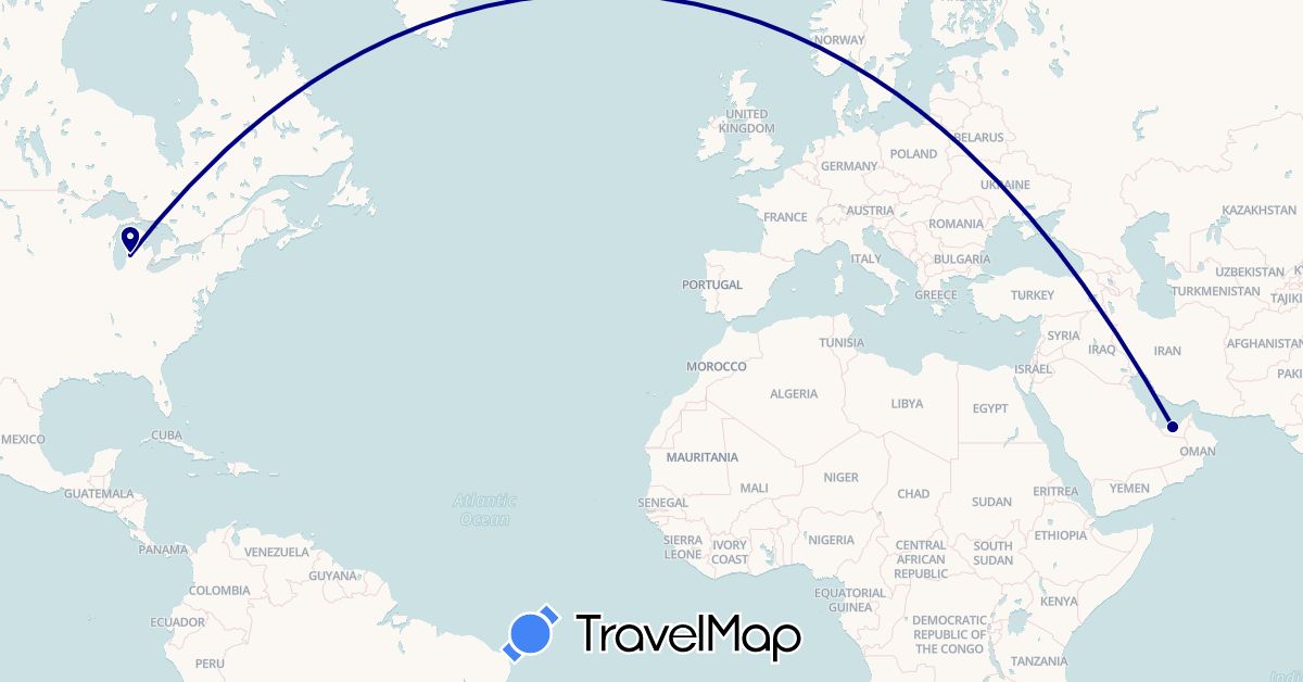 TravelMap itinerary: driving in United Arab Emirates, United States (Asia, North America)